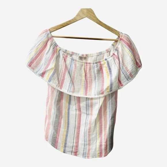 Allison Joy Evereve Striped Linen Top Size Small - Picture 3 of 7